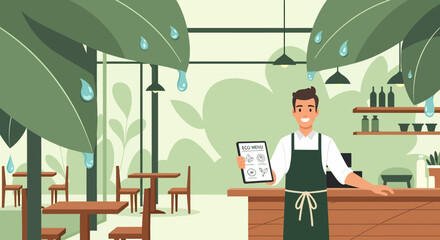 Eco Friendly Cafe With Outdoor Seating And Digital Menu