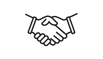 Obraz premium Black and white line drawing of two hands clasping in a handshake