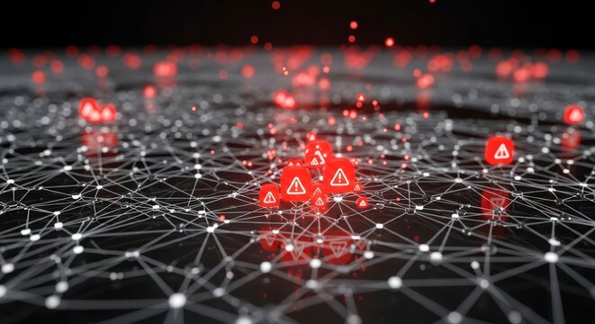 Network Security Alert - Visualizing Cyber Threats and Data Breaches.