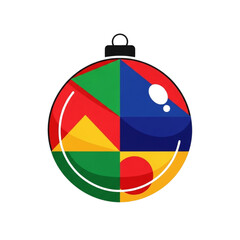 Colorful geometric Christmas ornament with various shapes and colors  