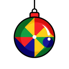 Colorful geometric Christmas ornament with red, green, yellow, and blue  