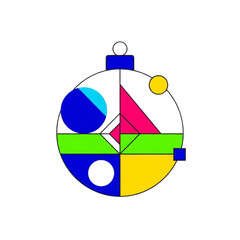 Abstract colorful ornament with geometric shapes and patterns  