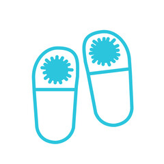 Simple Slippers icon, Isolated on white background. Blue icon set.