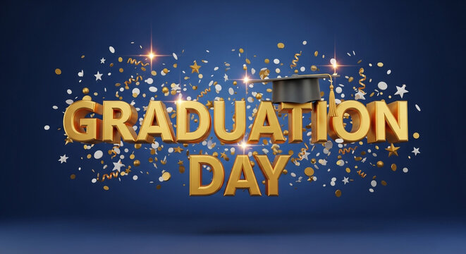 Celebrate Graduation Day with Sparkling Confetti and a Graduation Cap for a Memorable Occasion - Perfect for Invitations and Announcements!