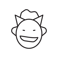 Smiling cartoon face with pointed ears side ears and hair on top