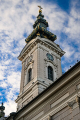 Obraz premium Novi Sad, Serbia - September 18, 2025: Orthodox Cathedral Church of the Holy Great-Martyr George (Serbian: Saborni hram). Church was completed in 1905, on the ruins of 1734.