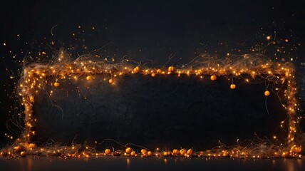 Golden glitter shimmering against a dark background with bokeh. Banner concept, mood board for Christmas, holiday campaigns, and a concept for chic and elitism.