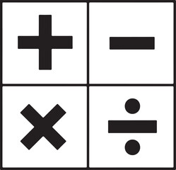 Fototapeta premium Black mathematical symbols plus minus multiplication division on white mathematics