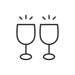 Two stylized wine glasses with radiating lines above the glass
