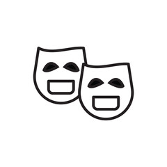 Two theatre masks one slightly behind the other Both have oval eyes and rectangular mouths