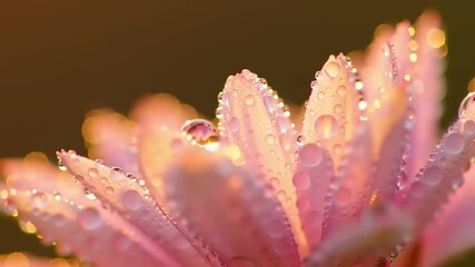 Dewcovered pink flower with macro shot. - Powered by Adobe