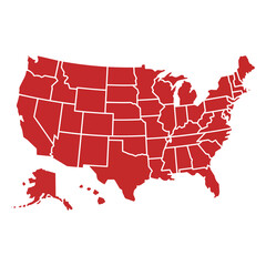 red usa map states division © graphixecho
