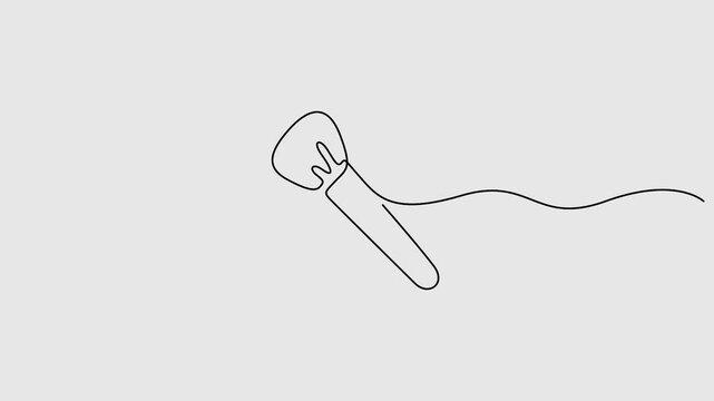 Video. Makeup brush continuous one line drawing animation. Full length single line art 4k animation