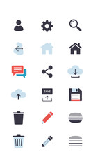 Collection of Essential User Interface Icons for Web and App Design.
