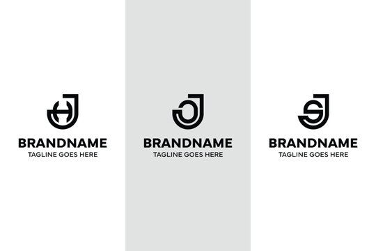 Letters JH JO JS Monoline Logo Set, for any business with JH HJ JO OJ JS SJ initials