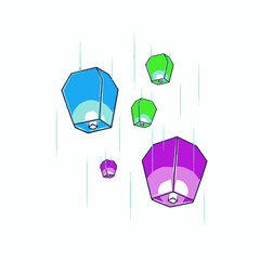 Colorful Sky Lanterns Floating in the Air, Celebration and Festivities.