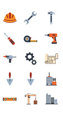 Construction Tools and Building Icons Set for Construction and Development Projects.