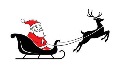 Santa Claus riding in his sleigh pulled by a reindeer, bringing holiday cheer and Christmas magic to all, a festive symbol of the season's joy