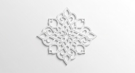Elegant white arabesque pattern on a clean white background, perfect for ramadan and eid mubarak celebrations, isolated on white background