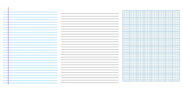 Blank ,Lined ,graph,Notebook Paper Template for Writing Drawing and School Projects