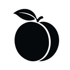 Peach Fruit Silhouette Vector Illustration Ripe Juicy Natural Healthy Vegetarian Diet Isolated Flat Design