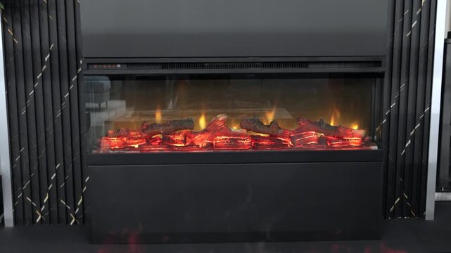 Burning Hot Flame Effects Led Fireplace With Heating in Living Room