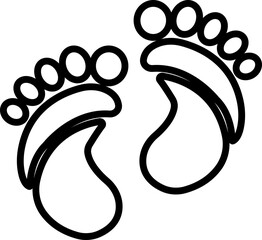 Footprint and shoe print icon in black line style, including barefoot, boot, sneaker, trail, and walking track symbols, perfect outline and silhouette vector