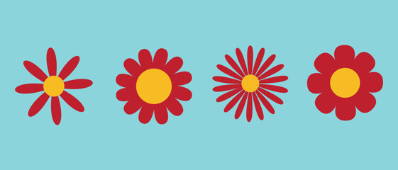 Daisy flower Icon set on soft pink background elegant floral collection Illustration.