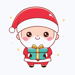 Cute Santa Claus with gifts vector illustration