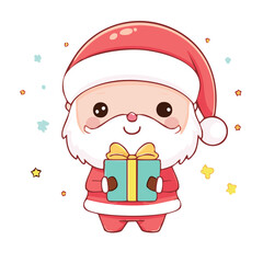 Cartoon Santa Carrying Gift Boxes Vector Art