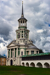 The Savior church with bell tower, tears of construction 1804 - 1811. Sts. Boris and Gleb monastery, city Torzhok, Russia
