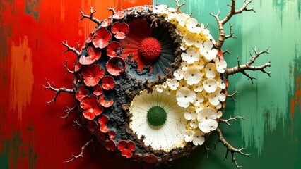 A close-up of the art of yin and yang