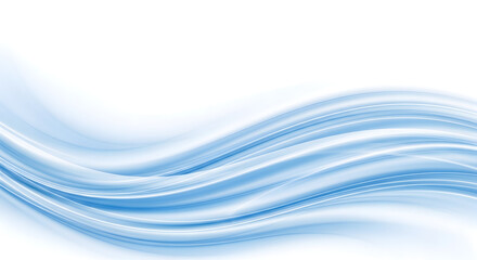 Abstract blue flowing lines wave design on clean white background