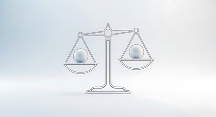 Balanced outline scale with two white spheres on a light background