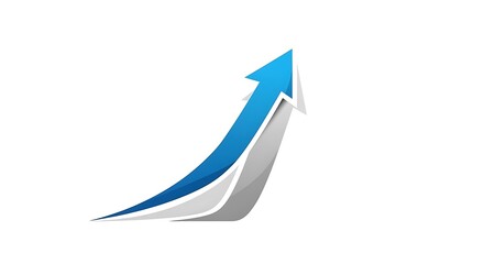 Blue and gray upward arrow symbol for business growth success