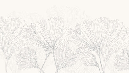 Botanical texture background grey and white flowers