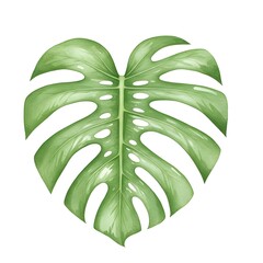 Watercolor artwork featuring a single green leaf, highlighting its organic shape and gentle hues.