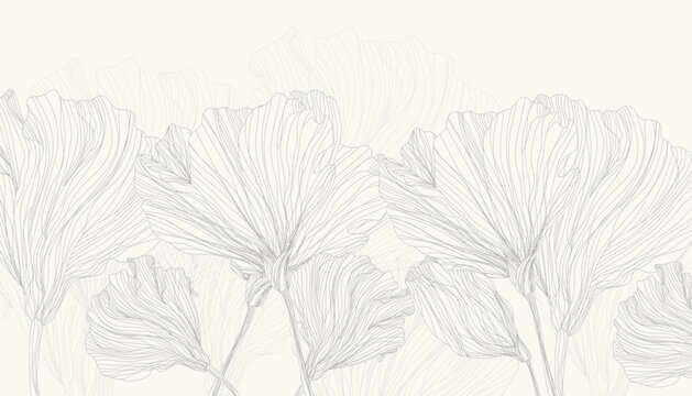 Botanical texture background grey and white flowers