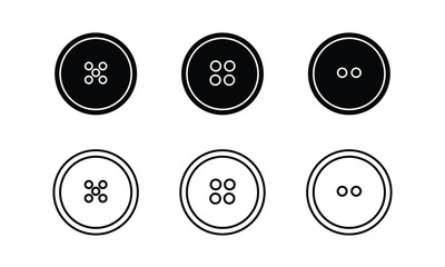 Clothing buttons icon vector collection. Silhouette of Sewing button for clothes, fasteners, dresses, garments, Jeans. Outline of clothing buttons. Vector illustration.