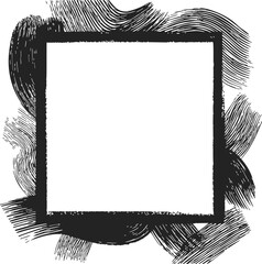 Grunge frame sketch hand drawn square border with rough brush stroke texture — stock vector