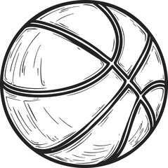 Basketball sketch hand drawn style with bold lines and textured details — stock vector