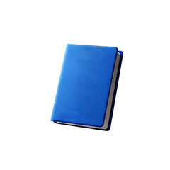 Solid Blue Closed Hardcover Book With Silver Edges Against A Transparent Background Isolated Object