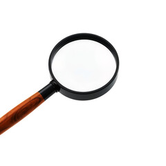 Close Up Of A Magnifying Glass With A Wooden Handle Against A Transparent Background