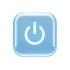 Glowing blue power button icon on a transparent background symbol electricity