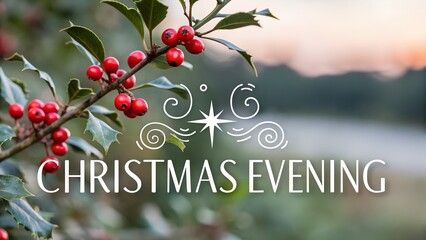 Holly Branch with Christmas Evening 