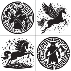 Myth animal black silhouette design