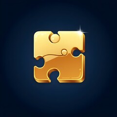  Golden puzzle piece centered on a blue background, symbolizing connection and problem-solving.