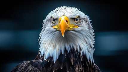 Fototapeta premium Close - up Portrait of a Majestic Bald Eagle with Intense Gaze