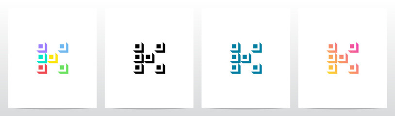 Squares Tiles Negative Space Box Isometric Initial Letter Logo Design K