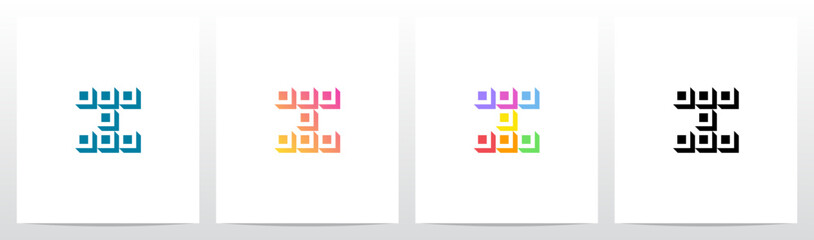Squares Tiles Negative Space Box Isometric Initial Letter Logo Design I